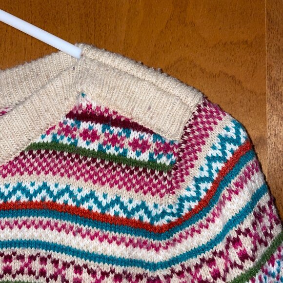 Talbots Fair Isle Multicolor Sweater LP Cotton Acrylic Nylon Blend - Picture 6 of 7
